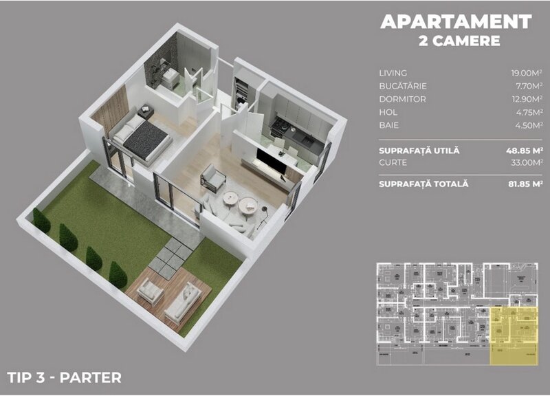 2 cam.dec, langa parc,10-20min metrou, cu 33mp de gradina
